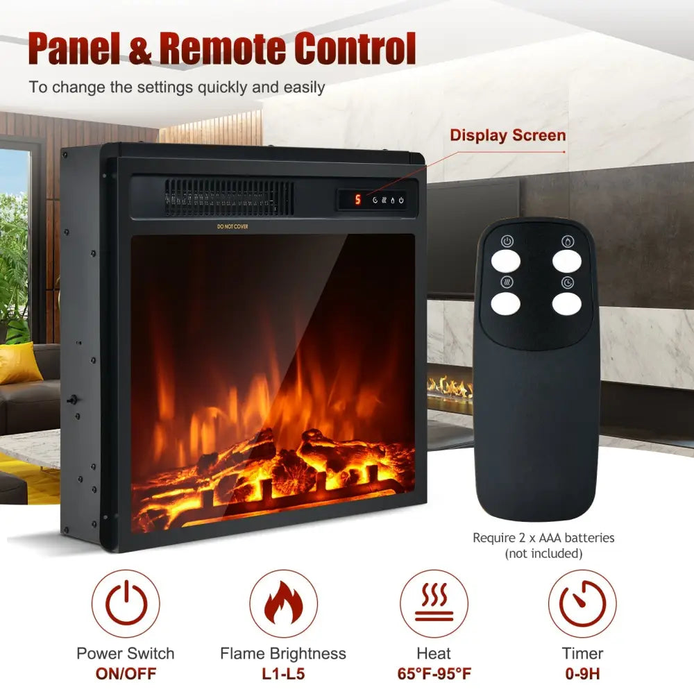 18 Inch 1500W Electric Fireplace Freestanding and Recessed Heater - Oasis Home Essentials