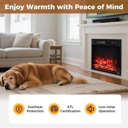 18 Inch 750W/1500W Electric Fireplace Insert with Remote Control and Adjustable Flame Colors Costway