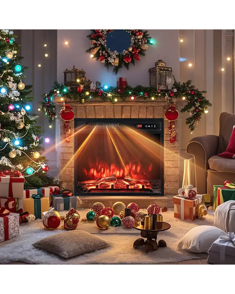 18 Inch 750W/1500W Electric Fireplace Insert with Remote Control and Adjustable Flame Colors - Black - Fireplaces