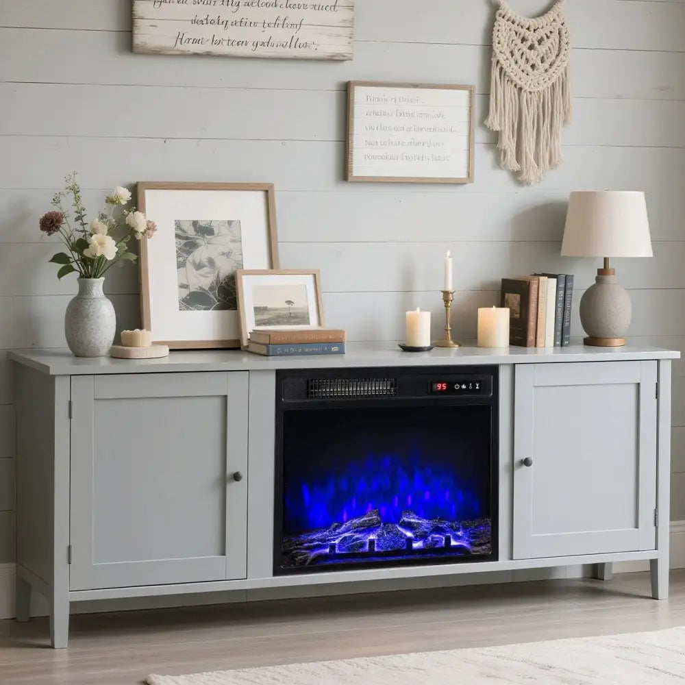 18 Inch 750W/1500W Electric Fireplace Insert with Remote Control and Adjustable Flame Colors Costway