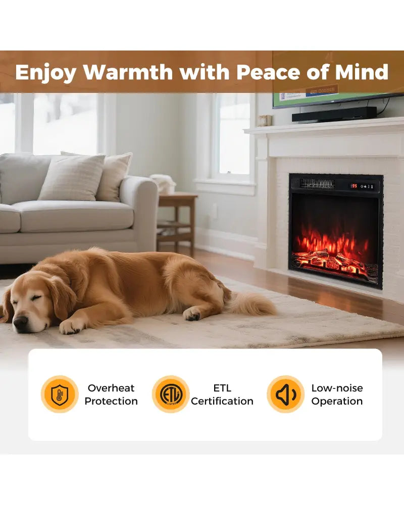 18 Inch 750W/1500W Electric Fireplace Insert with Remote Control and Adjustable Flame Colors - Black - Fireplaces