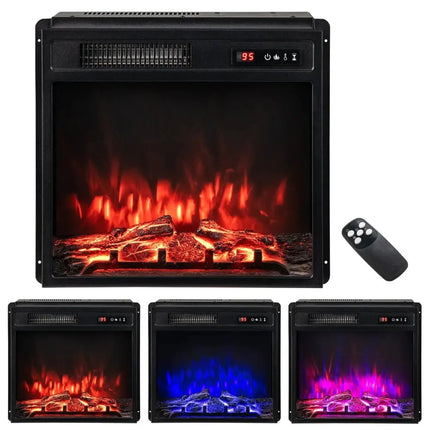 18 Inch 750W/1500W Electric Fireplace Insert with Remote Control and Adjustable Flame Colors Costway