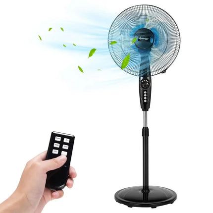 18 Inch Adjustable Height Fan with Quiet Oscillating Stand for Home and Office Costway