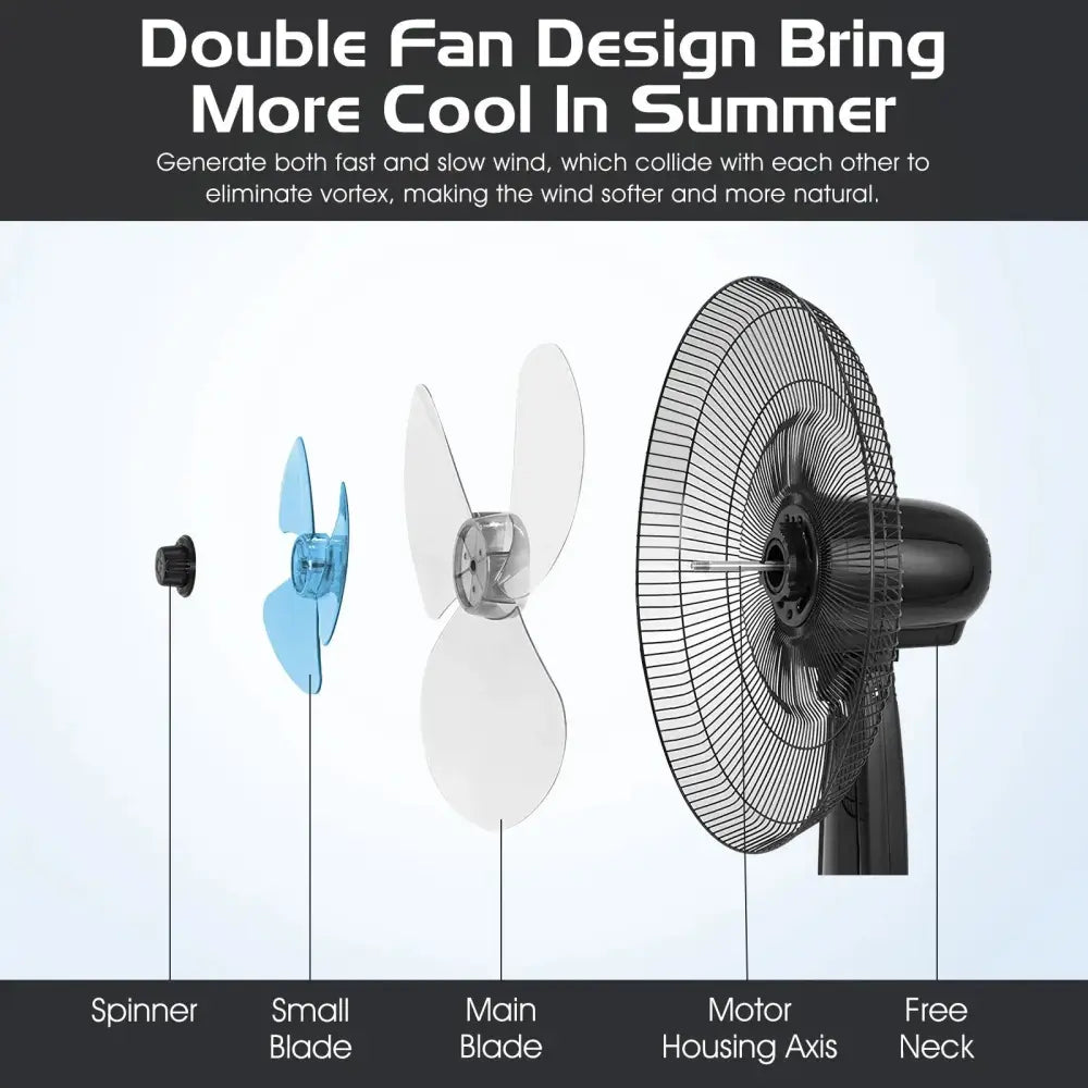 18 Inch Adjustable Height Fan with Quiet Oscillating Stand for Home and Office Costway