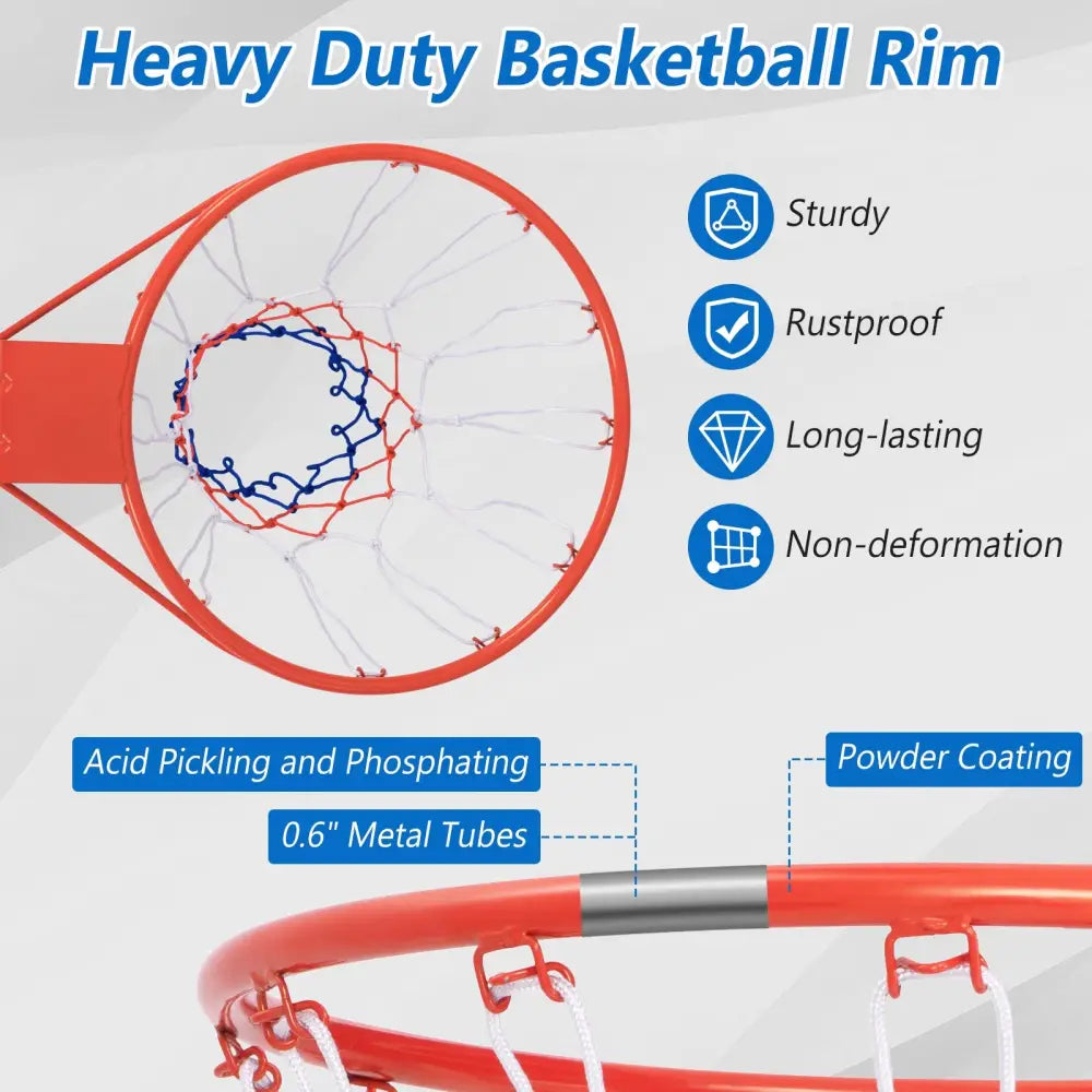 18 Inch Basketball Rim Goal Replacement with All Weather Net and Mounting Hardware-Orange - Orange - Sport Equipments