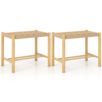18 Inch Dining Stool Set of 2-Natural Costway