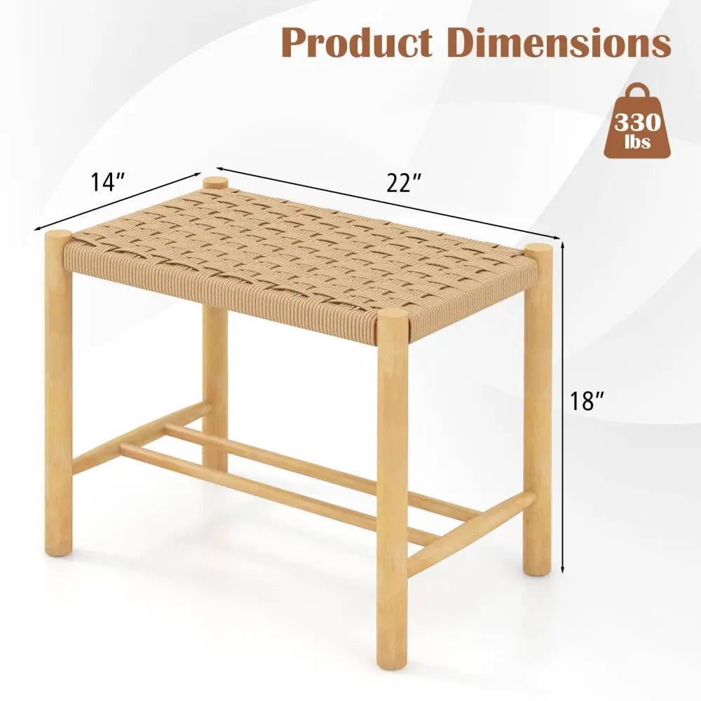 18 Inch Dining Stool Set of 2-Natural - Natural - Bar Stools