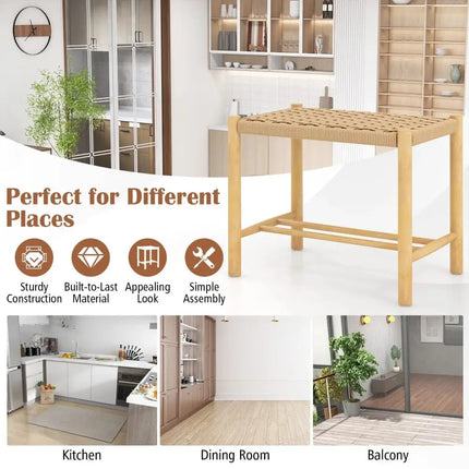 18 Inch Dining Stool Set of 2-Natural Costway