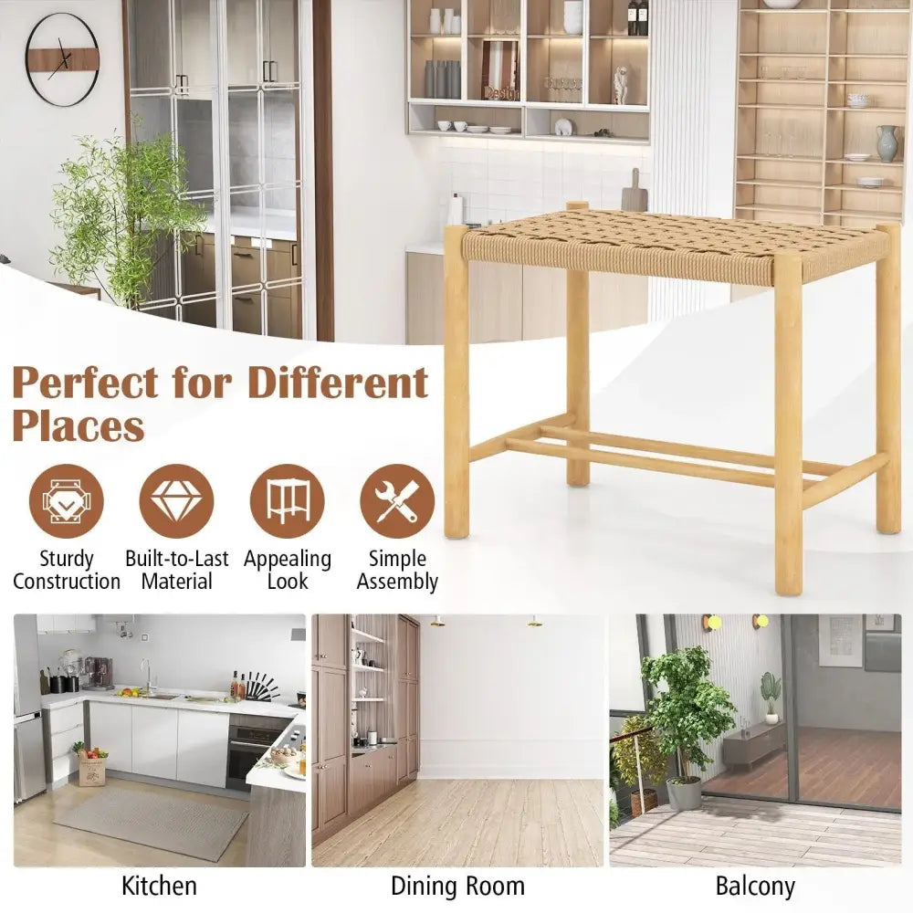 18 Inch Dining Stool Set of 2-Natural Costway
