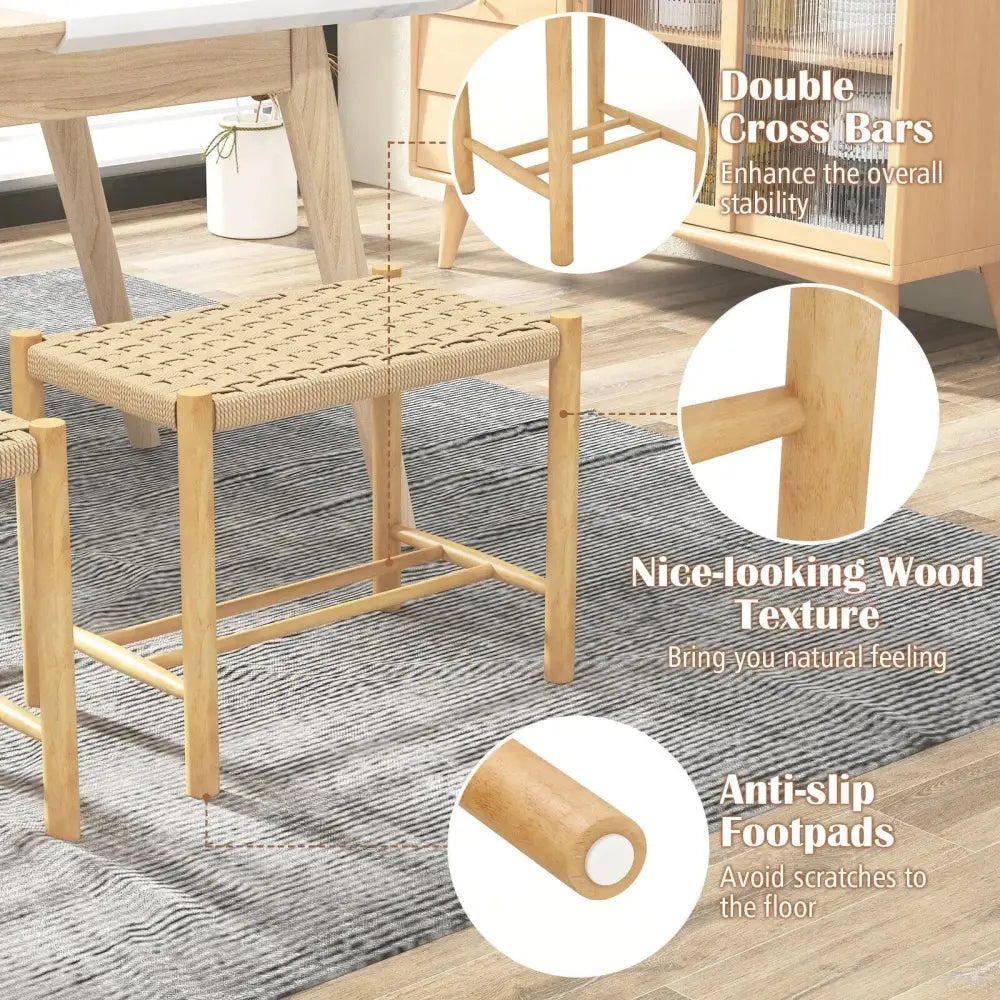 18 Inch Dining Stool Set of 2-Natural Costway