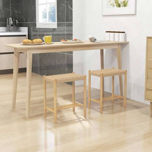 18 Inch Dining Stool Set of 2-Natural - Natural - Bar Stools