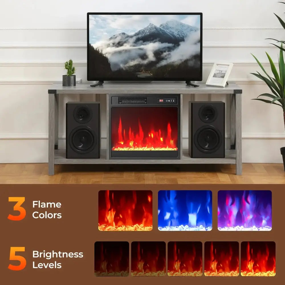 18 Inch Electric Fireplace Insert Fireplace Heater with Overheat Protection Costway