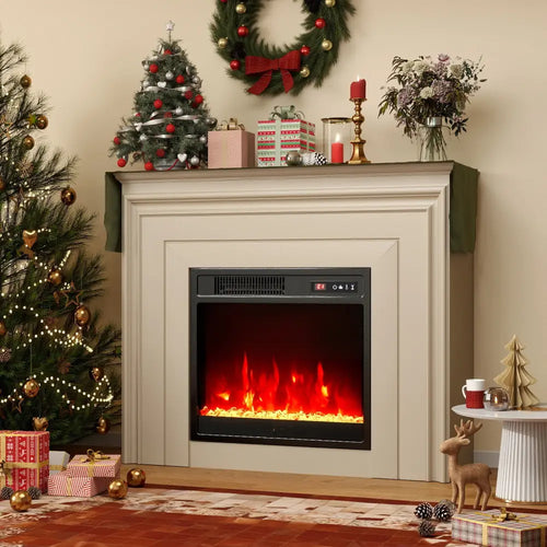 18 Inch Electric Fireplace Insert Fireplace Heater with Overheat Protection - Black - Fireplaces