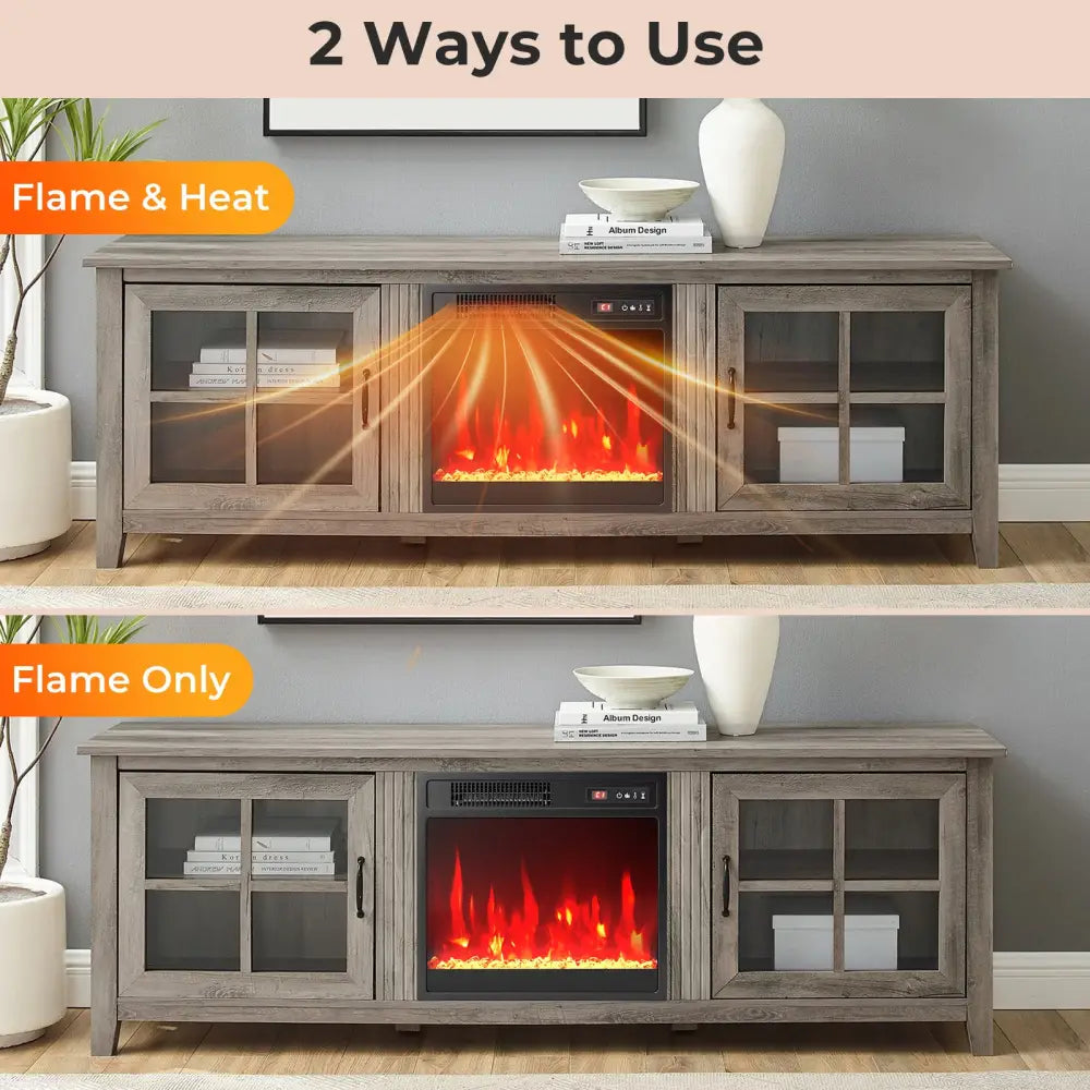 18 Inch Electric Fireplace Insert Fireplace Heater with Overheat Protection - Black - Fireplaces
