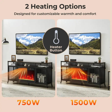 18 Inch Electric Fireplace Insert Fireplace Heater with Overheat Protection Costway
