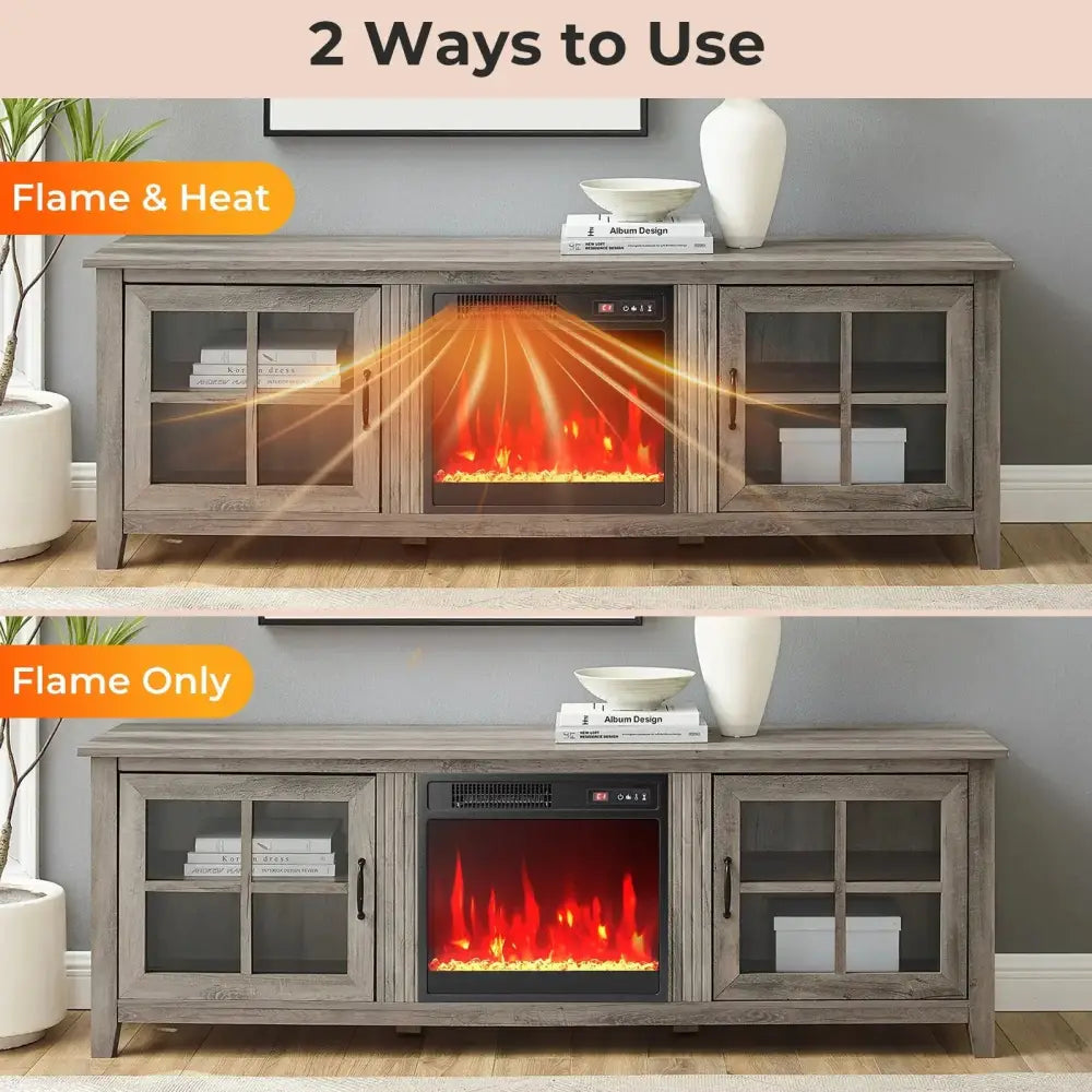 18 Inch Electric Fireplace Insert Fireplace Heater with Overheat Protection Costway