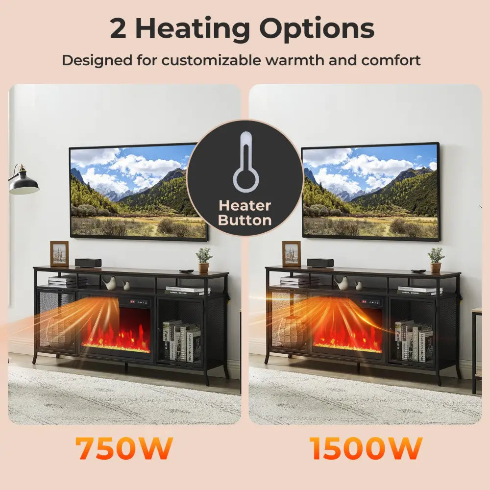 18 Inch Electric Fireplace Insert Fireplace Heater with Overheat Protection - Black - Fireplaces