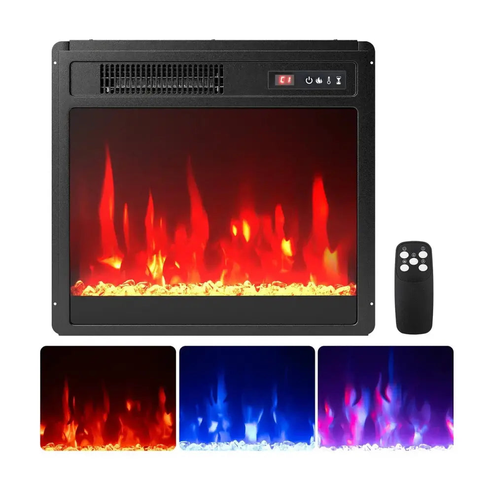 18 Inch Electric Fireplace Insert Fireplace Heater with Overheat Protection Costway