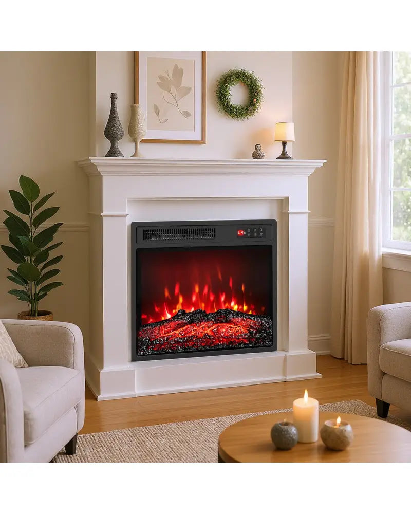 18 Inch Electric Fireplace Insert with Remote Control and 7 Realistic Flame Colors - Fireplaces