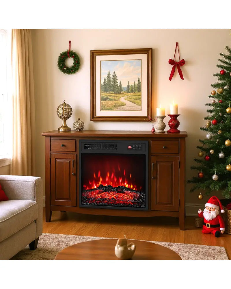 18 Inch Electric Fireplace Insert with Remote Control and 7 Realistic Flame Colors - Fireplaces