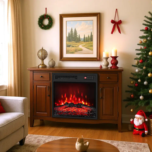 18 Inch Electric Fireplace Insert with Remote Control and 7 Realistic Flame Colors - Fireplaces