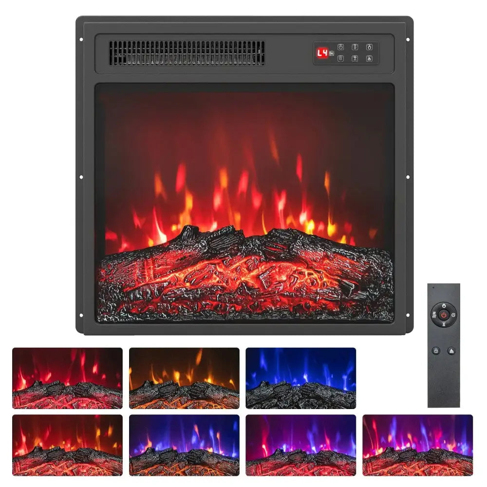 18 Inch Electric Fireplace Insert with Remote Control and 7 Realistic Flame Colors Costway