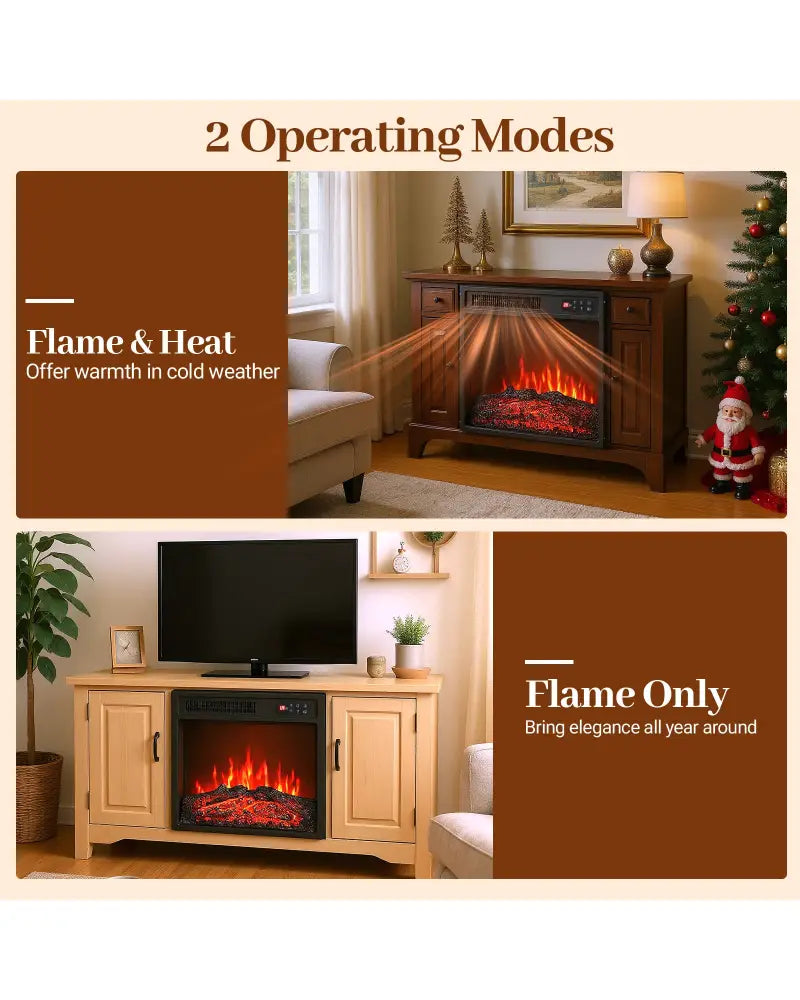 18 Inch Electric Fireplace Insert with Remote Control and 7 Realistic Flame Colors - Fireplaces