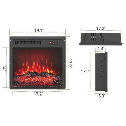 18 Inch Electric Fireplace Insert with Remote Control and 7 Realistic Flame Colors Costway