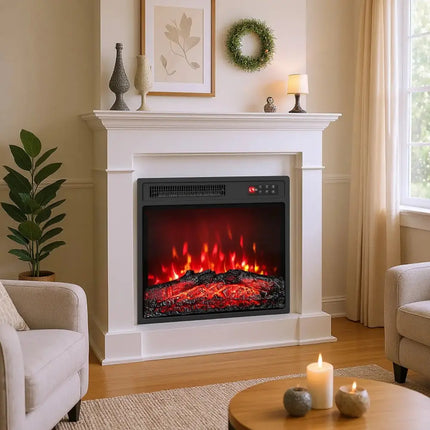 18 Inch Electric Fireplace Insert with Remote Control and 7 Realistic Flame Colors Costway