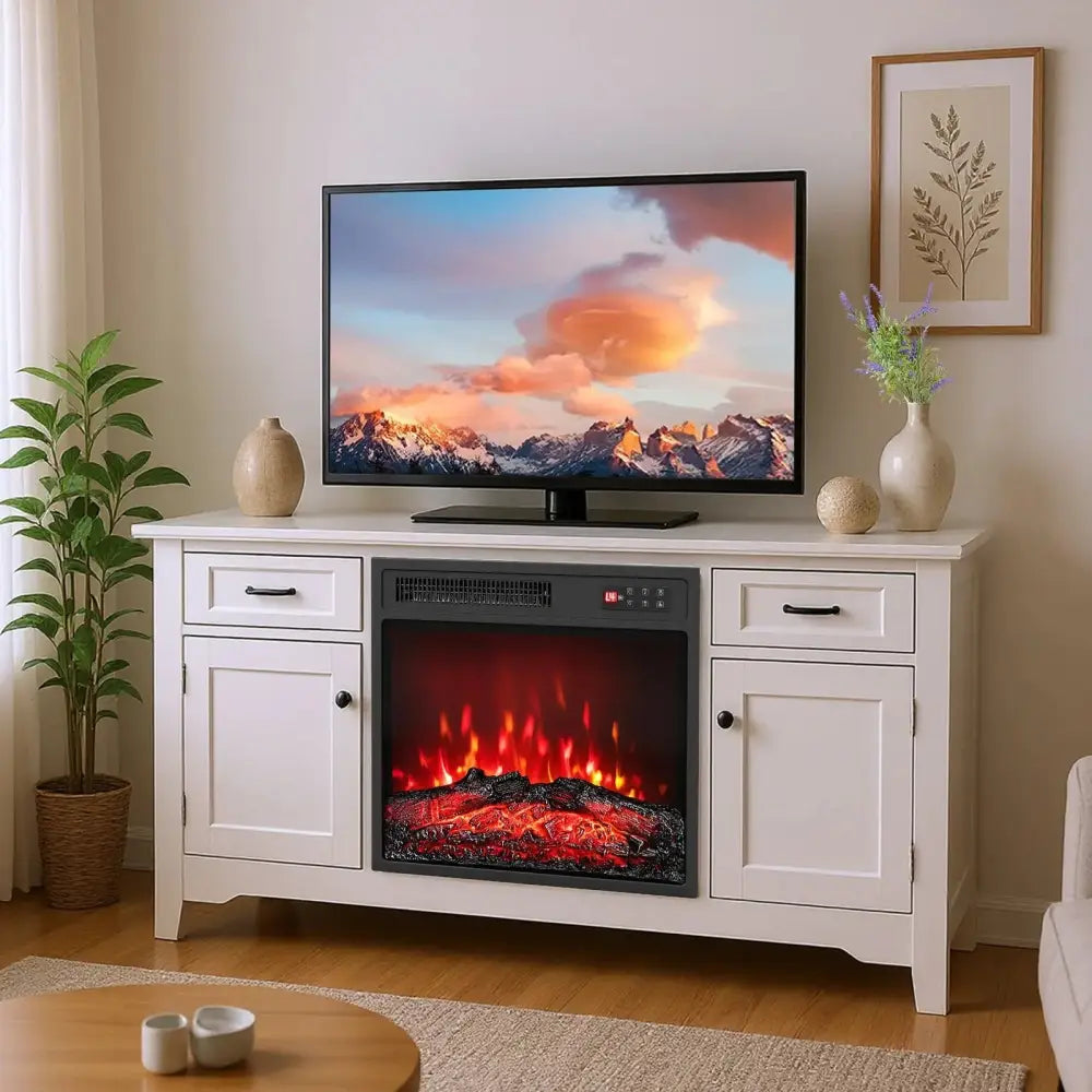 18 Inch Electric Fireplace Insert with Remote Control and 7 Realistic Flame Colors Costway