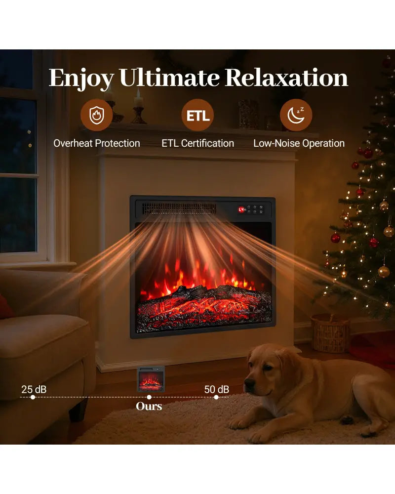 18 Inch Electric Fireplace Insert with Remote Control and 7 Realistic Flame Colors - Fireplaces