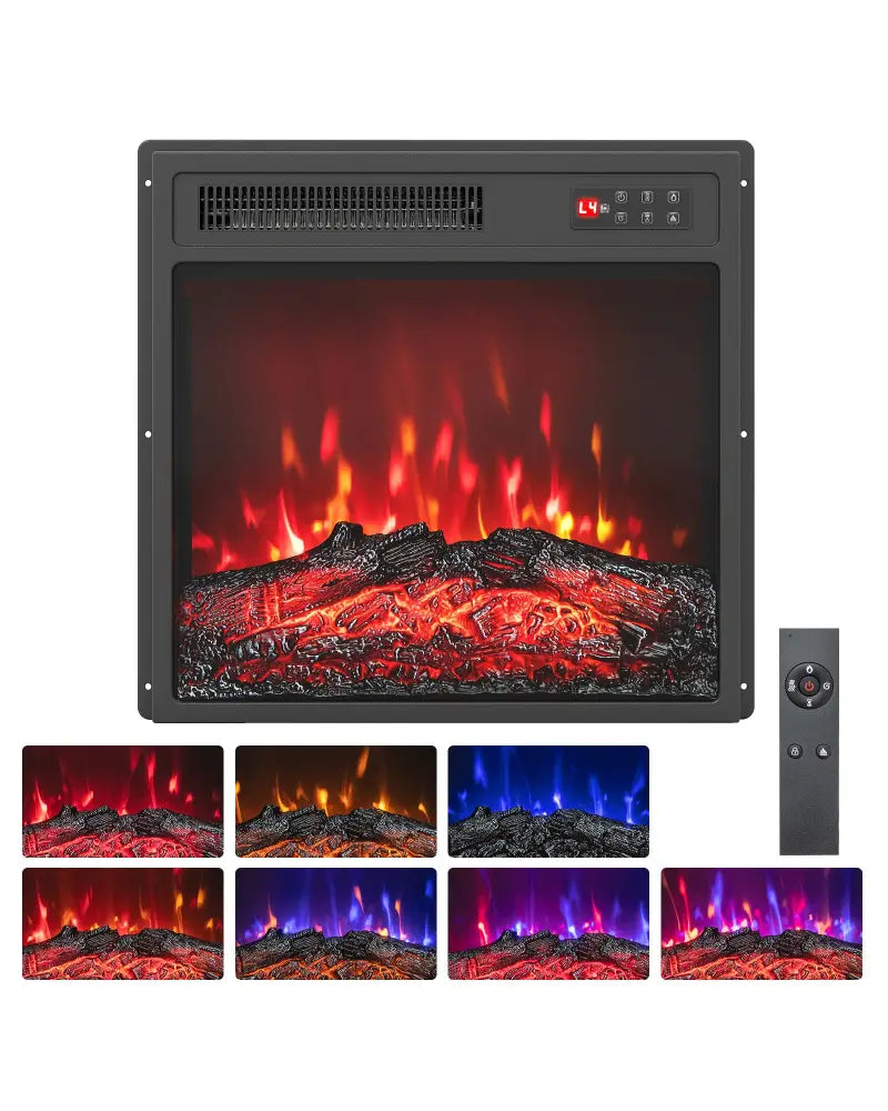 18 Inch Electric Fireplace Insert with Remote Control and 7 Realistic Flame Colors - Fireplaces