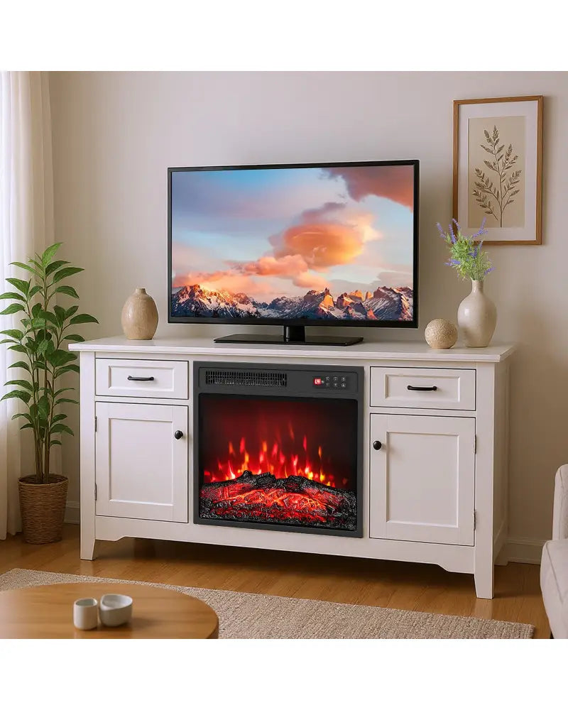 18 Inch Electric Fireplace Insert with Remote Control and 7 Realistic Flame Colors - Fireplaces