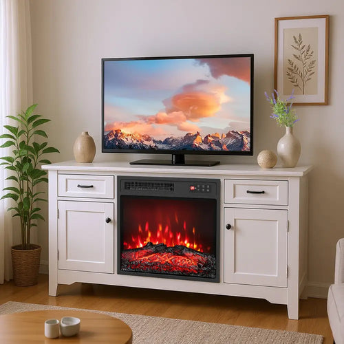 18 Inch Electric Fireplace Insert with Remote Control and 7 Realistic Flame Colors - Fireplaces