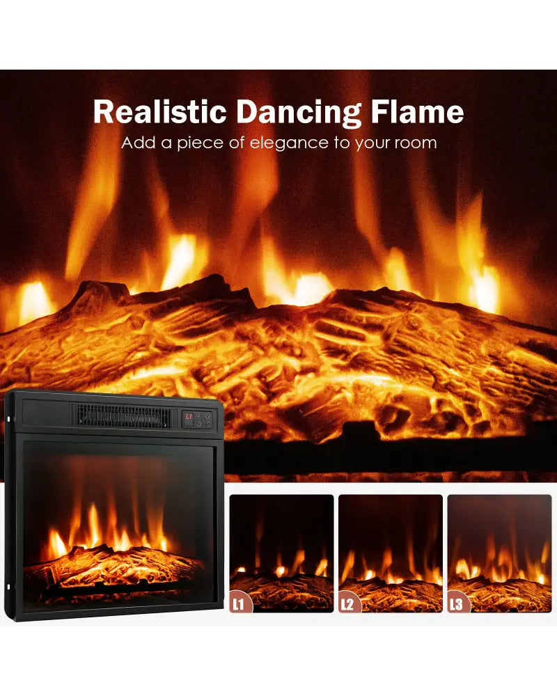 18 Inch Electric Fireplace Inserted with Adjustable LED Flame - Fireplaces