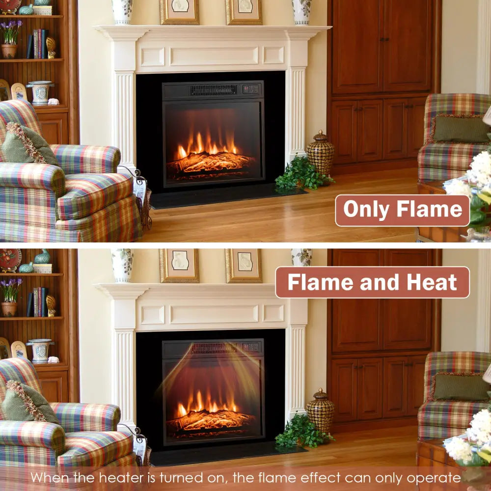 18 Inch Electric Fireplace Inserted with Adjustable LED Flame - Fireplaces