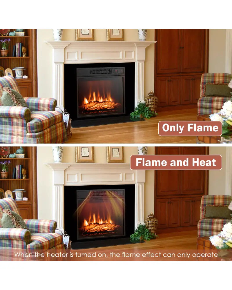 18 Inch Electric Fireplace Inserted with Adjustable LED Flame - Fireplaces
