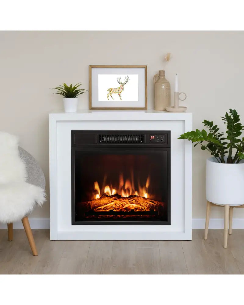 18 Inch Electric Fireplace Inserted with Adjustable LED Flame - Fireplaces