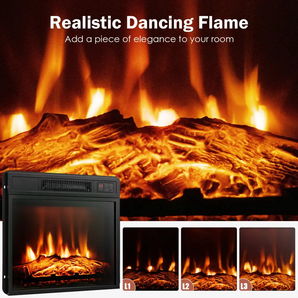 18 Inch Electric Fireplace Inserted with Adjustable LED Flame - Fireplaces