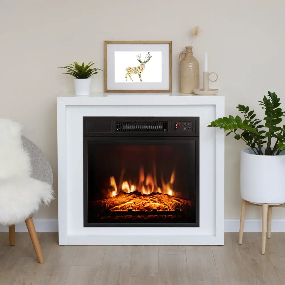 18 Inch Electric Fireplace Inserted with Adjustable LED Flame - Fireplaces