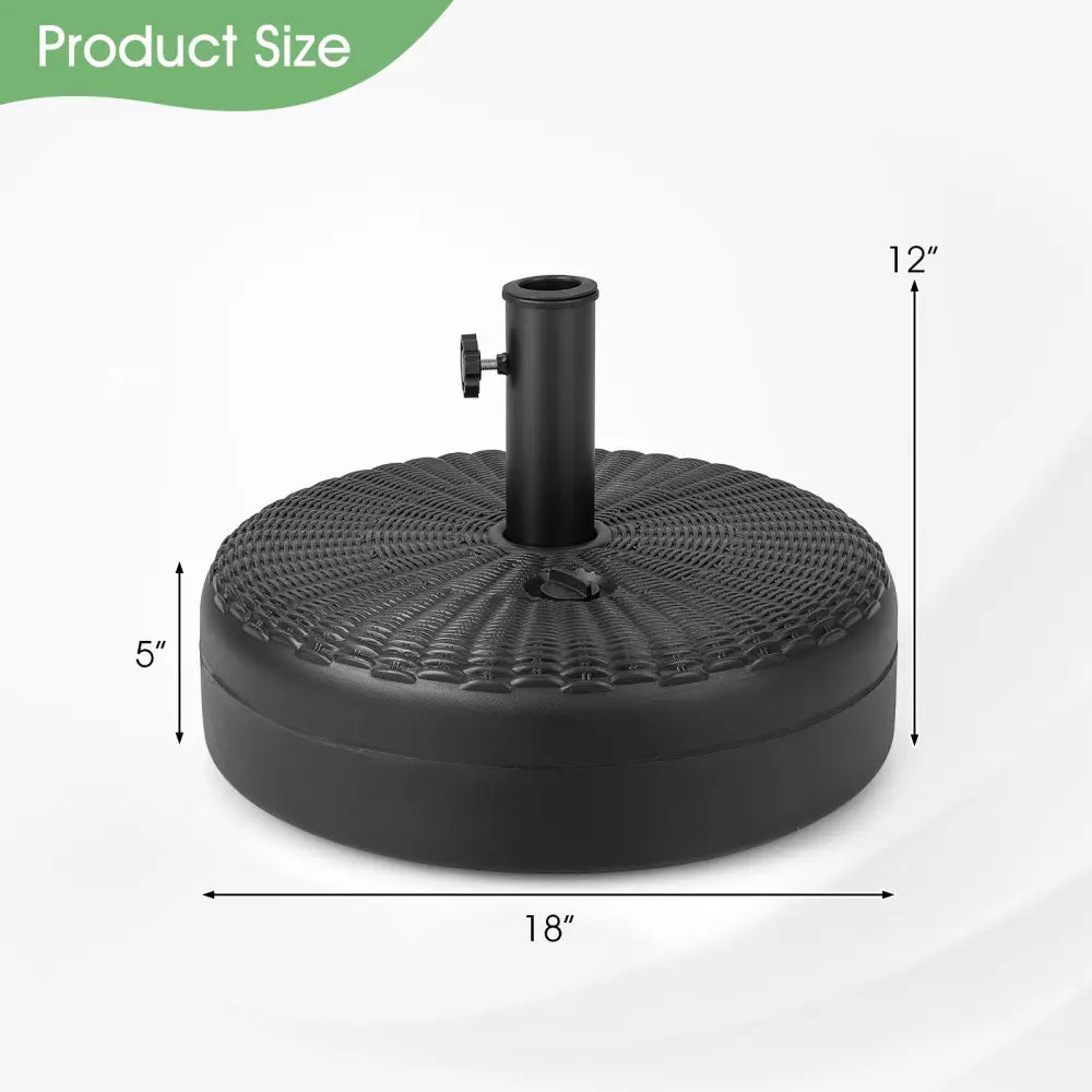18 Inch Fillable Heavy-Duty Round Umbrella Base Stand - Black - Outdoor Umbrella Bases