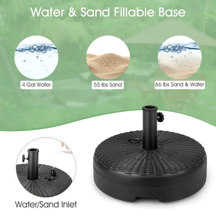 18 Inch Fillable Heavy-Duty Round Umbrella Base Stand - Black - Outdoor Umbrella Bases