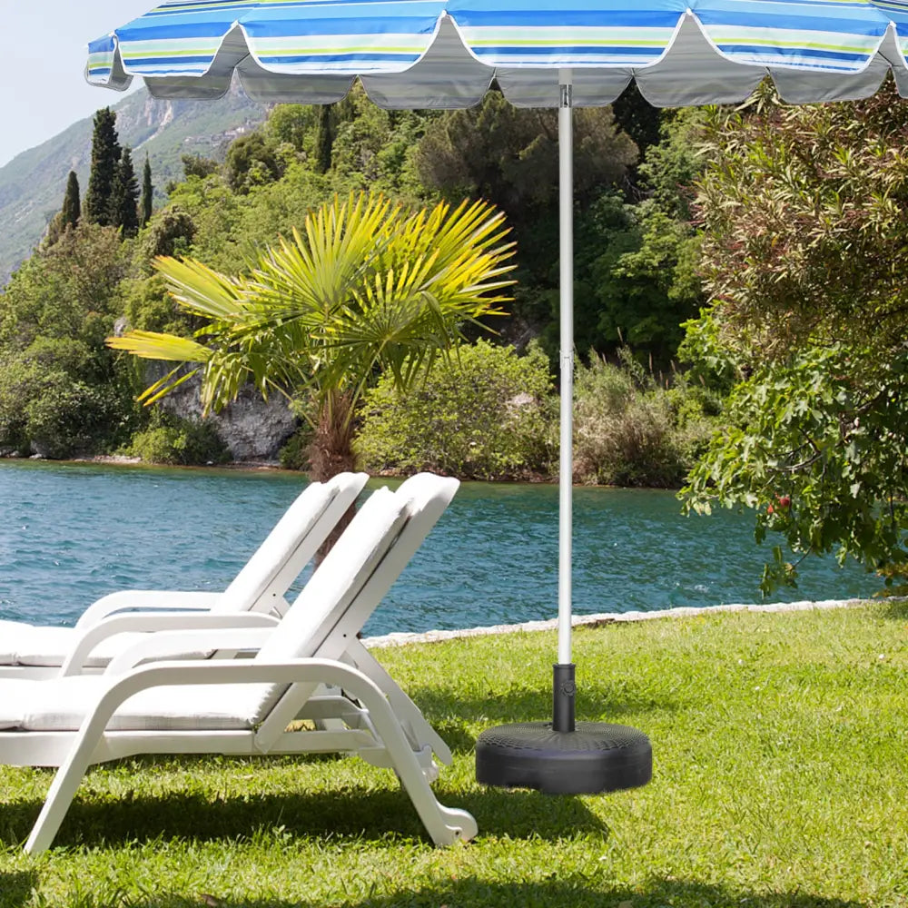 18 Inch Fillable Heavy-Duty Round Umbrella Base Stand - Black - Outdoor Umbrella Bases