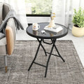 18 Inch Folding Side Table Patio Round Compact Coffee Table-Black Costway