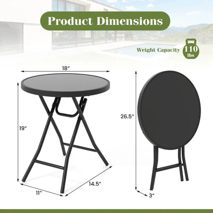 18 Inch Folding Side Table Patio Round Compact Coffee Table-Black Costway