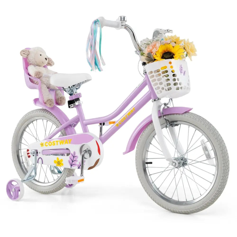 18 Inch Girls Bike Kids Bicycle with Doll Seat and Streamers for Children 4 - 8 Years Old - Oasis Home Essentials