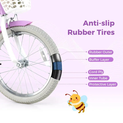 18 Inch Girls Bike Kids Bicycle with Doll Seat and Streamers for Children 4 - 8 Years Old - Oasis Home Essentials