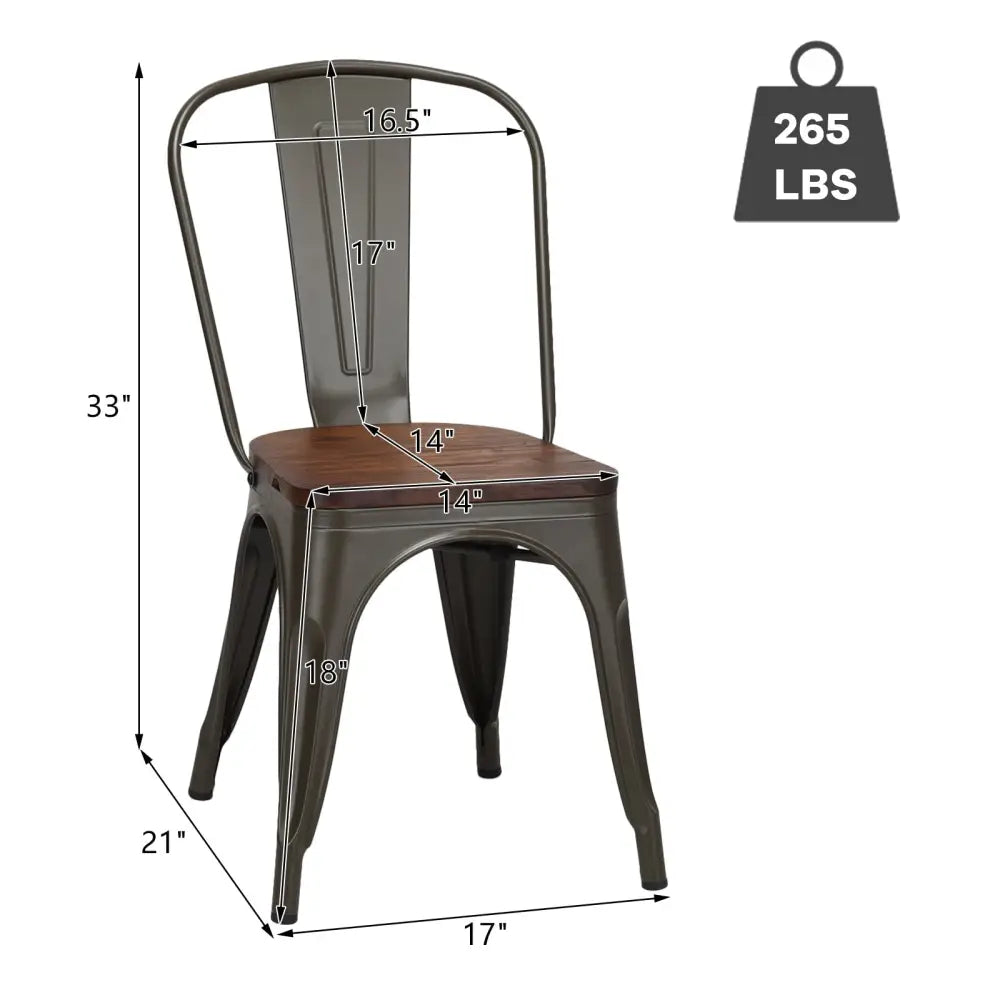 18 Inch Height Set of 4 Stackable Style Metal Wood Dining Chair-Dark Green - Dark Green - Dining Chairs