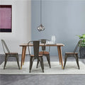 18 Inch Height Set of 4 Stackable Style Metal Wood Dining Chair-Dark Green - Dark Green - Dining Chairs