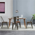 18 Inch Height Set of 4 Stackable Style Metal Wood Dining Chair-Dark Green - Dark Green - Dining Chairs